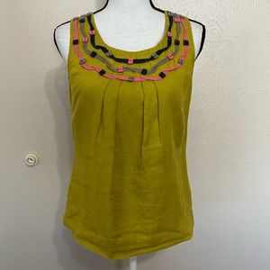 Boden Green Linen Sleeveless Tank Top Blouse Womens Size 4